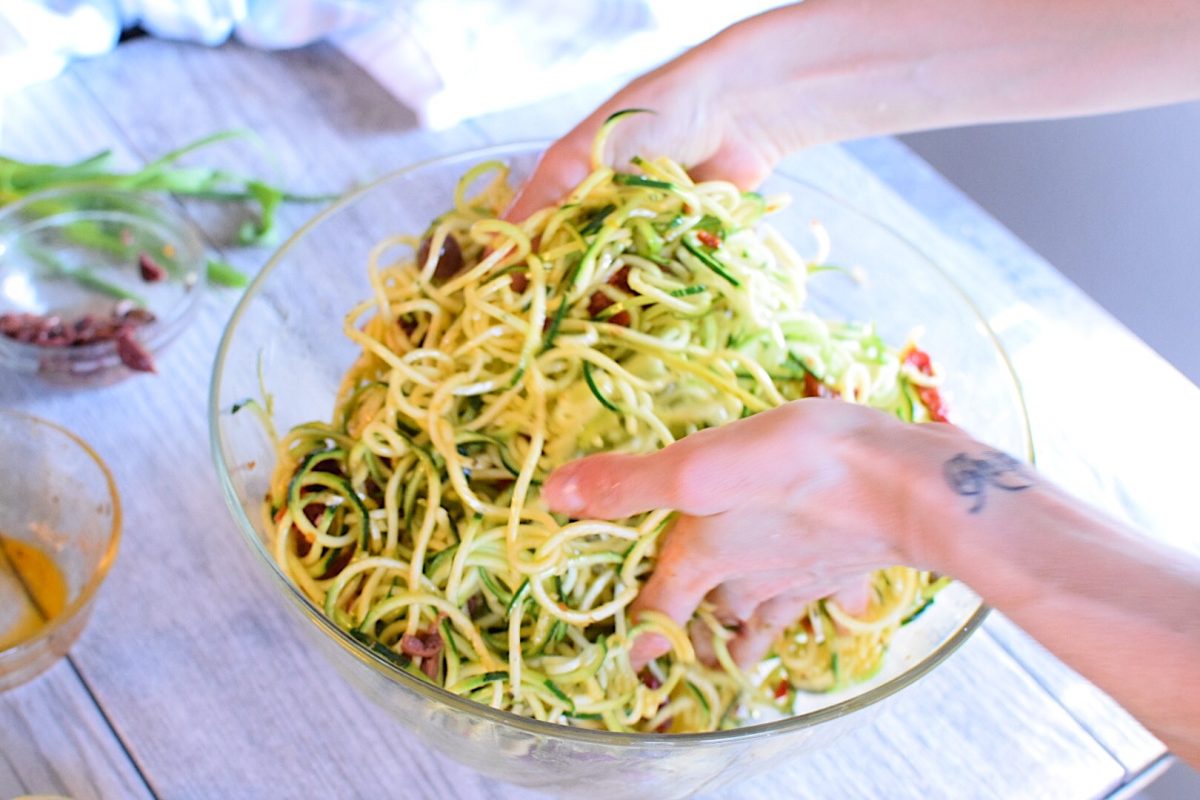 Tossing Zucchini Noodles