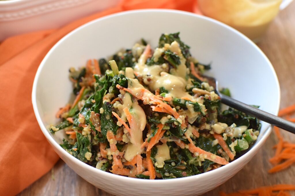 Vegan Kale and Quinoa "Caesar" Salad