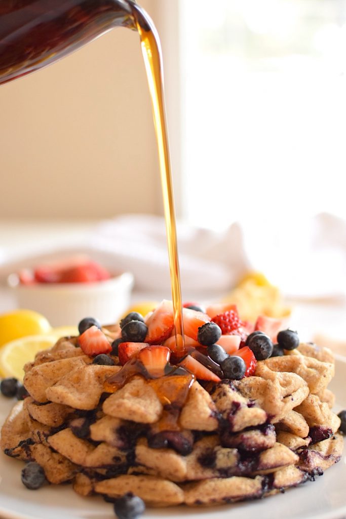 gluten free lemon blueberry waffles