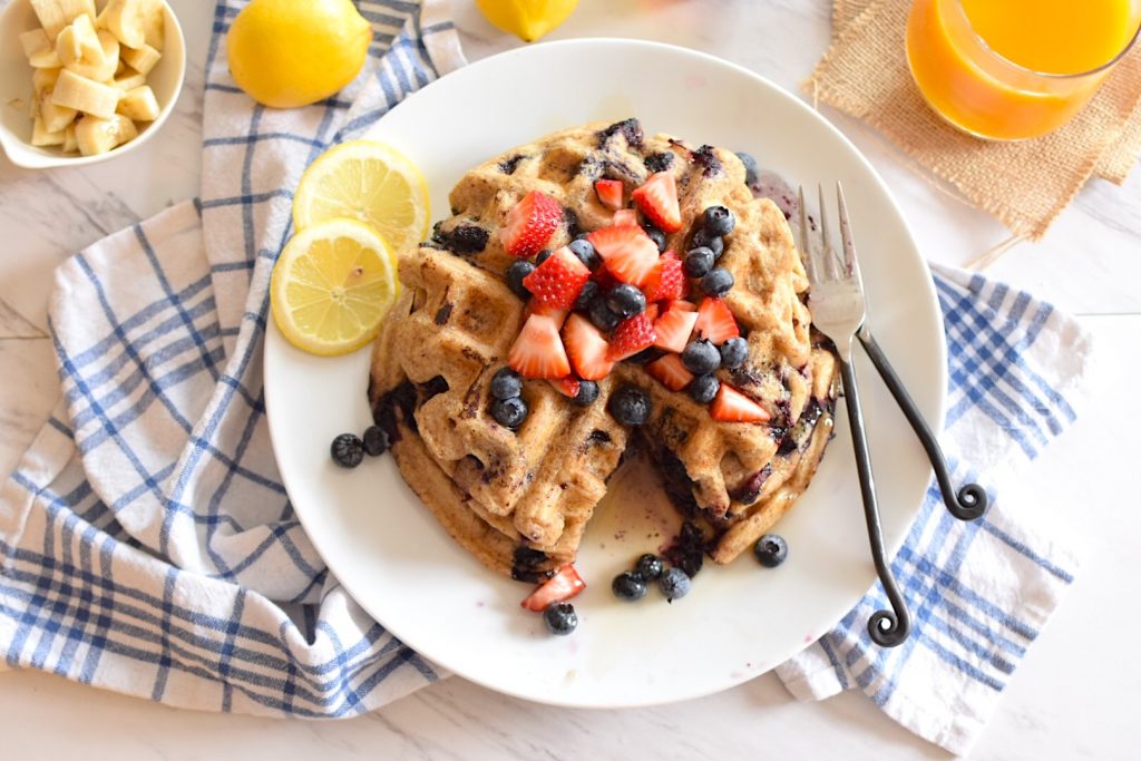 gluten free lemon blueberry waffles