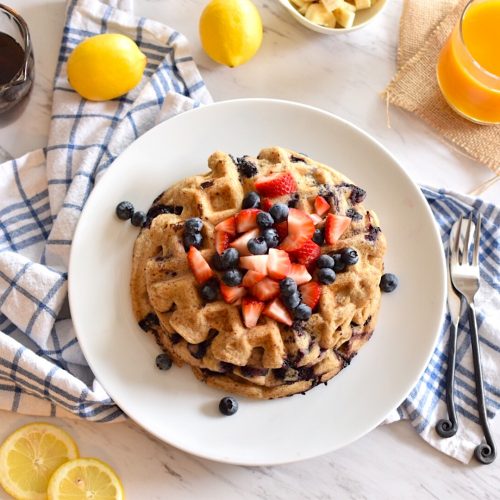 Gluten-Free Lemon, Blueberry Waffles | Anti-Candida - Natural Tasty Chef