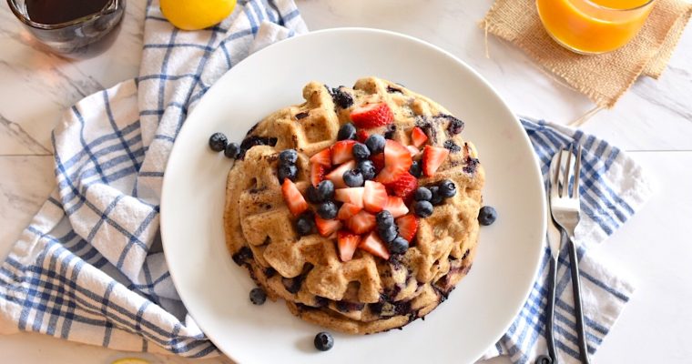 Gluten-Free Lemon, Blueberry Waffles | Anti-Candida