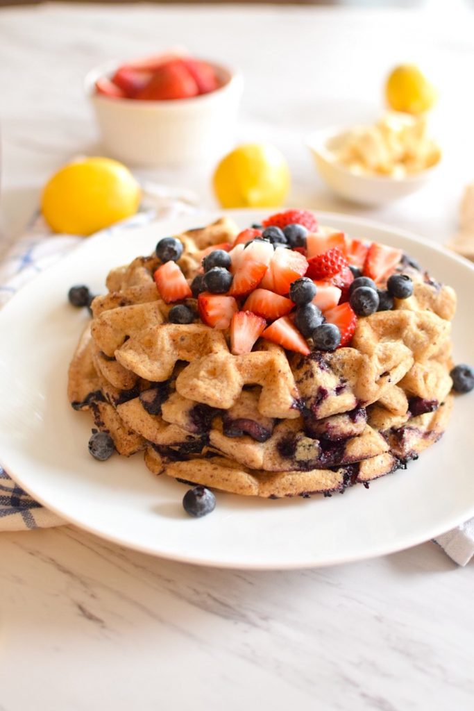 gluten free lemon blueberry waffles