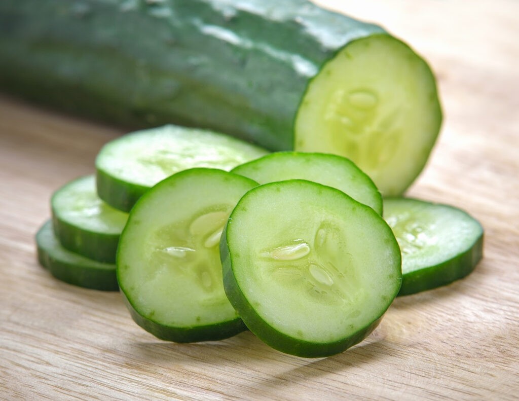 sliced cucumber to serve with hemp seed ranch dip